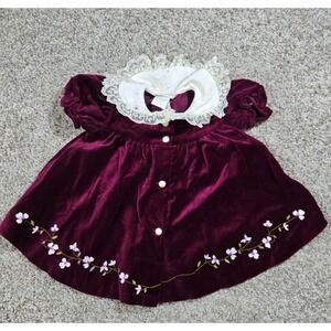 B.T. Kids Vintage Burgundy Velvet Baby Dress | 3-6M